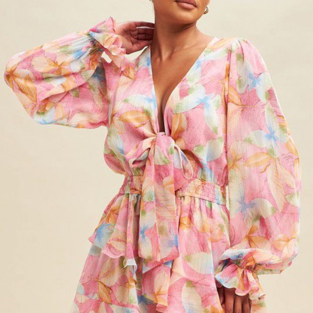 Blue and Pink Multicolor Romper